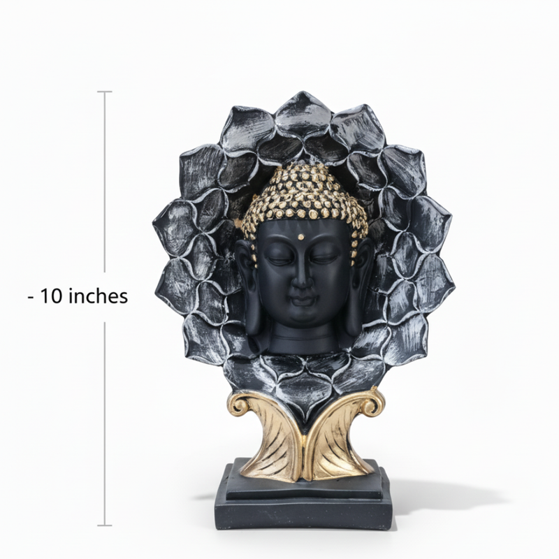 Black & Gold Buddha Lotus Halo Showpiece