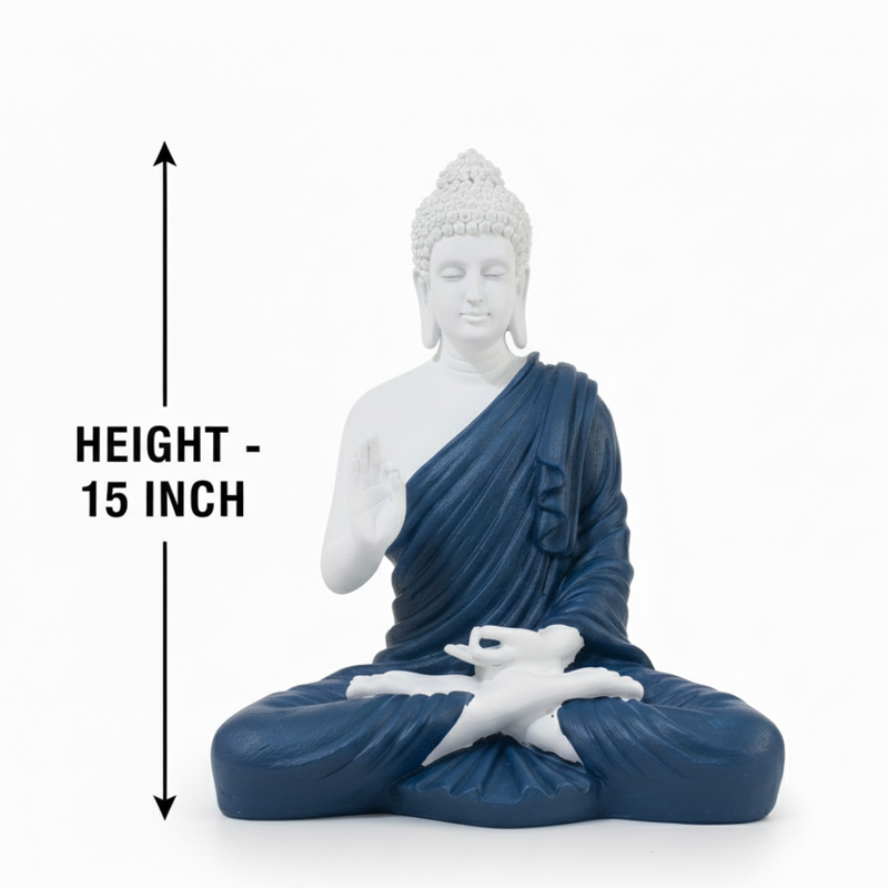 Blue & White  Buddha Meditation Statue