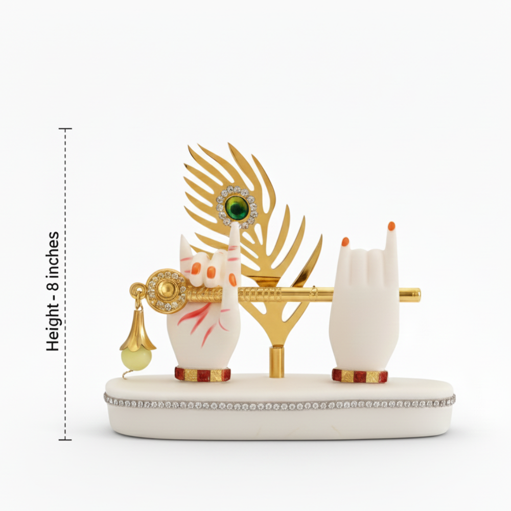 Krishna Hands with Flute & Peacock Feather Showpiece