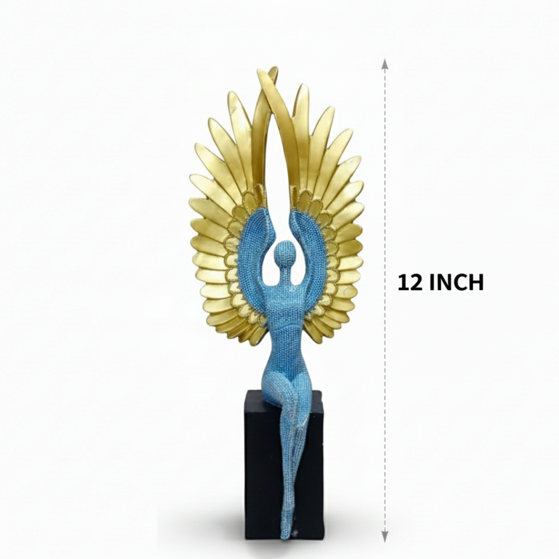 Celestial Angel Sculpture with Golden Wings