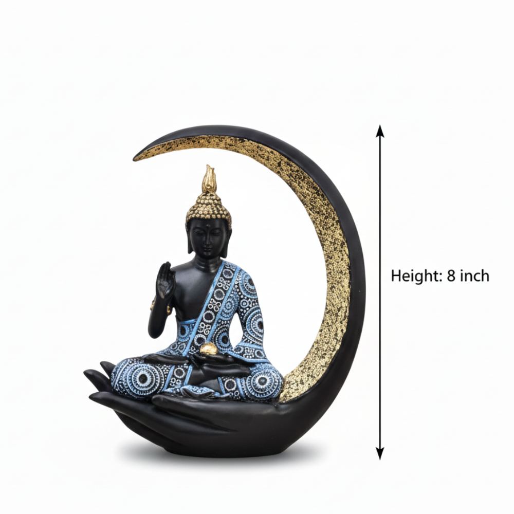 Meditating Buddha Statue in Crescent Moon