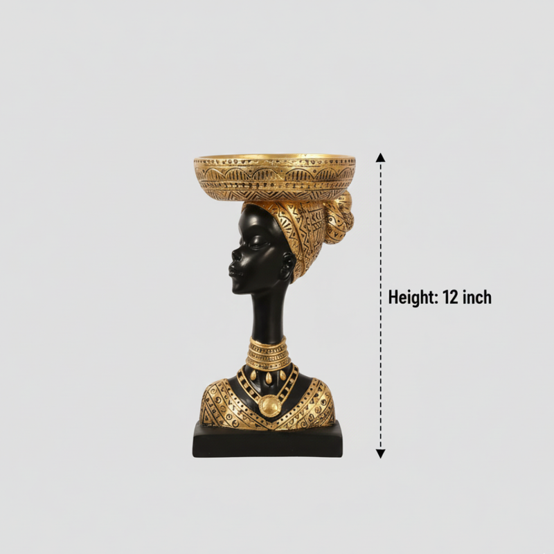 African Lady Bowl Head Showpiece