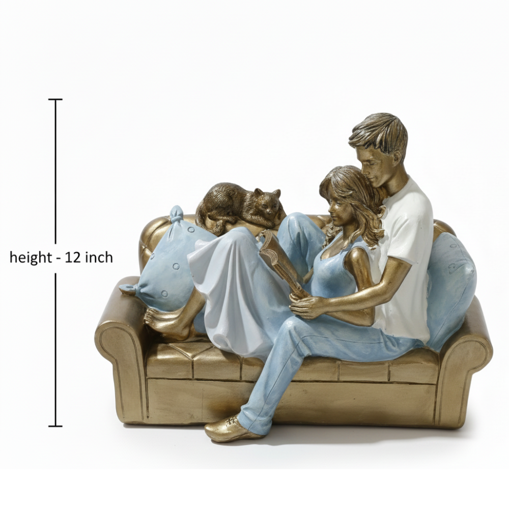 Couple Reading Together Decorative Statue