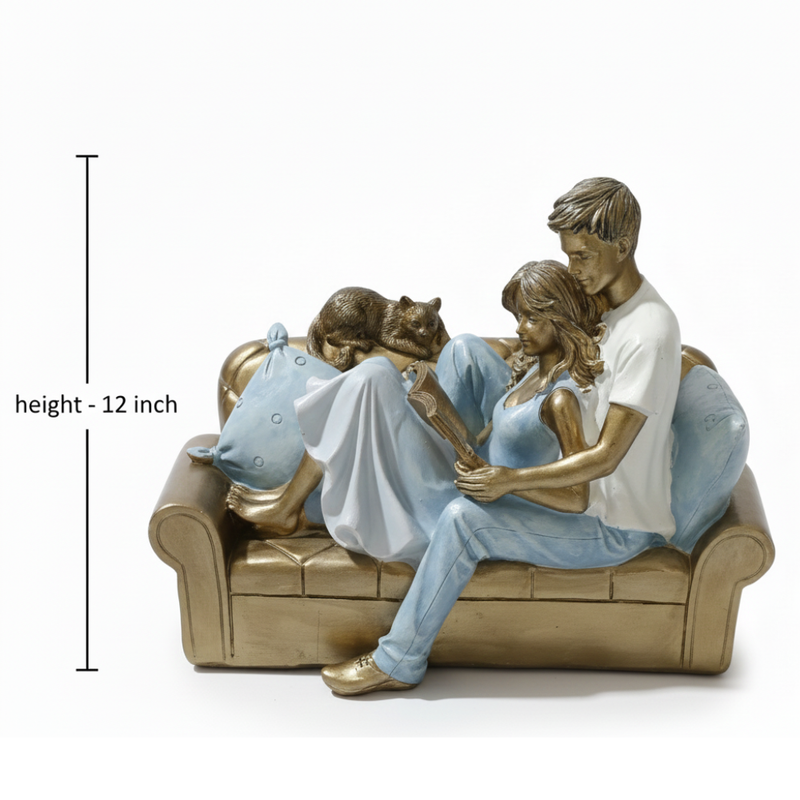 Couple Reading Together Decorative Statue