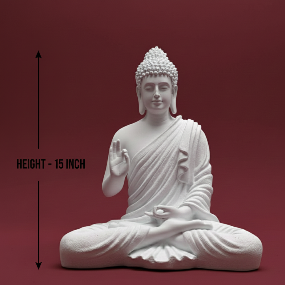 Pure White Meditation Buddha Statue