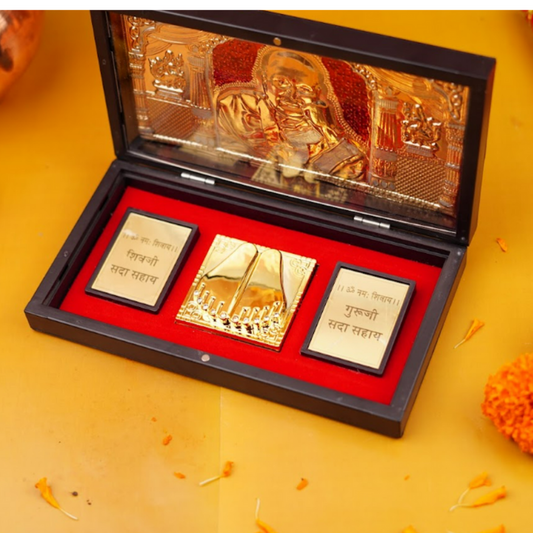 Jai Guruji Pooja Blessings Box with Guruji Charan Paduka