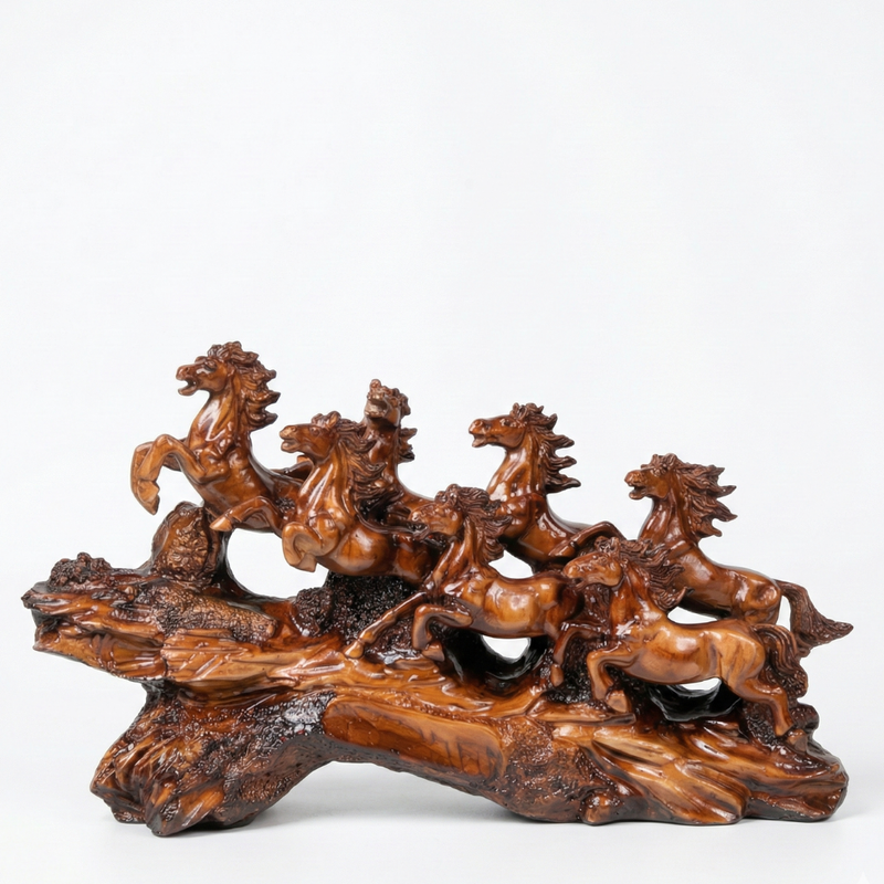 Seven Running Horses Decorative Sculpture Showpiece