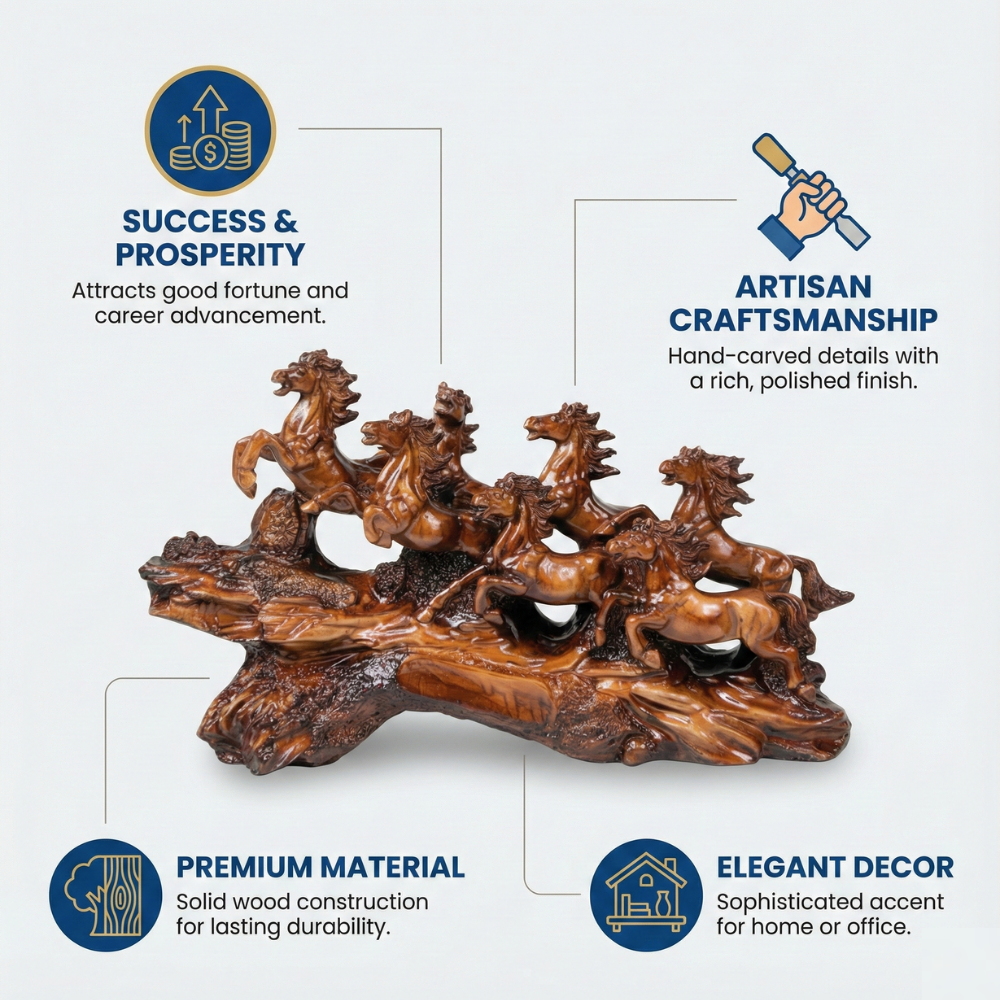 Seven Running Horses Decorative Sculpture Showpiece