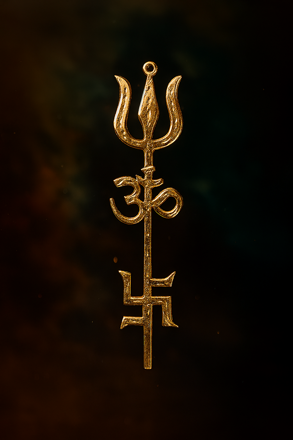 Om Swastik Trishul Trishakti Yantra for Home (8.6 Inch)