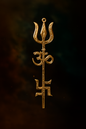Om Swastik Trishul Trishakti Yantra for Home (8.6 Inch)