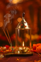Brass and Glass Akhand Diya with Agarbatti Stand 7.5 Inch | 275g