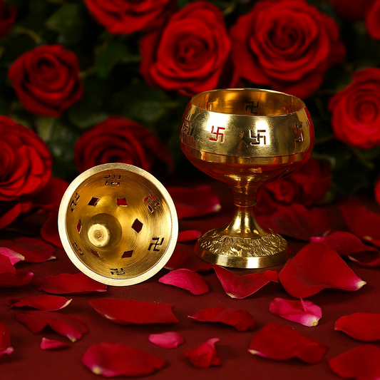 Brass Akhand Diya With Swastik & Om Design 5 Inch