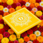 Yellow Aipan Laxmi Charan Pooja chowki 11x11 Inch