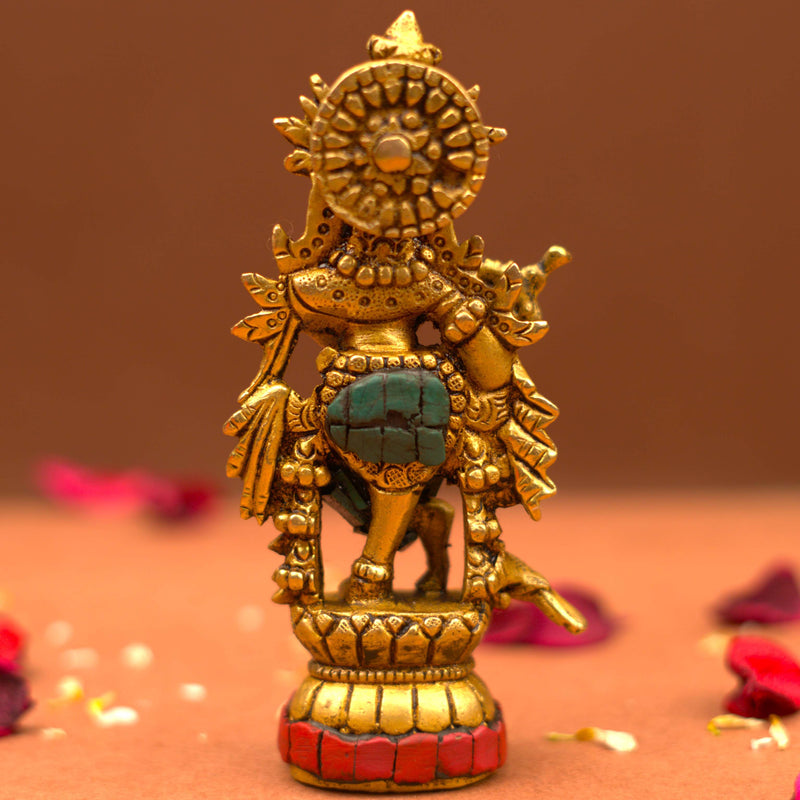 Serene Lord Krishna Statue Playing Flute (5 Inch) | 450g