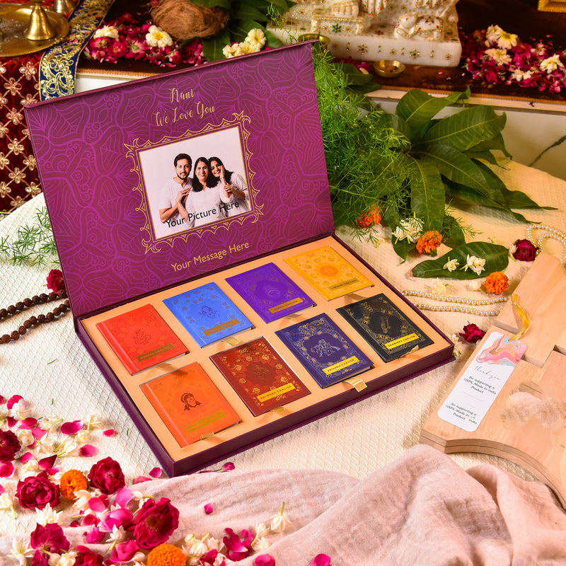 Asht Chalisa - Purple Color | Set of 8 Premium Chalisas | Gift Set for Indian Occasions