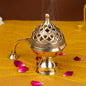 Golden Handcrafted Home Purifying Brass Loban Dan, Dhuni (6 Inches) | 360g