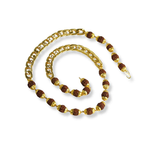 Gold Plated Rudraksha Links Necklace For Men Nakshatra one