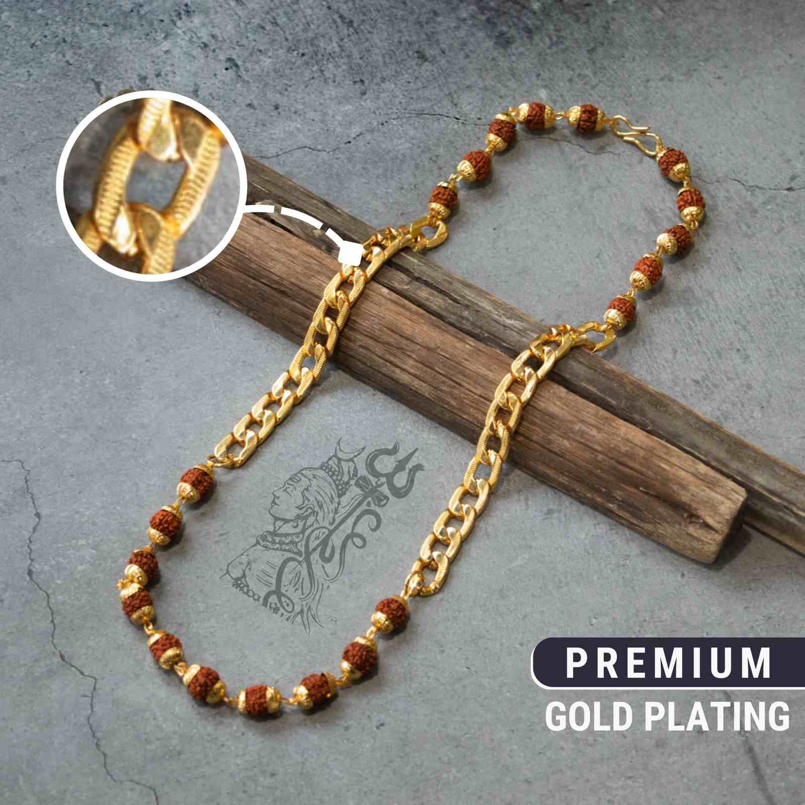 Gold Plated Rudraksha Links Necklace For Men Nakshatra one