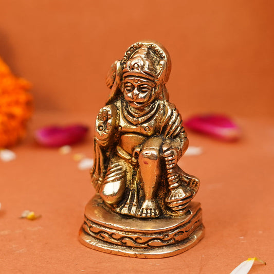 Lord Hanuman Good Luck Idol | Pure Brass Figurine 2.5 Inch | 175g