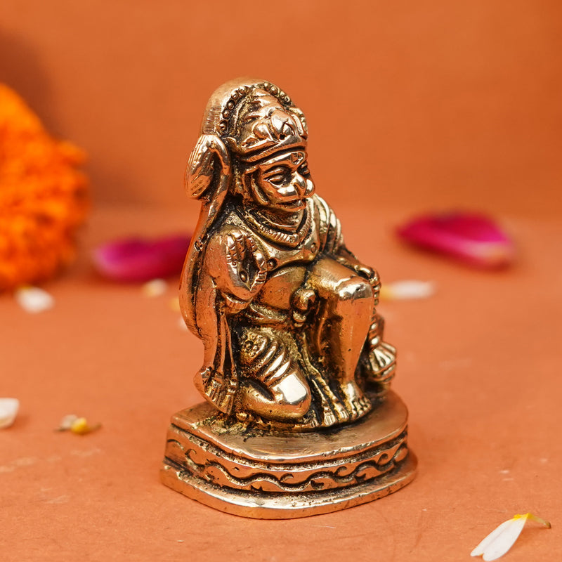 Lord Hanuman Good Luck Idol | Pure Brass Figurine 2.5 Inch | 175g