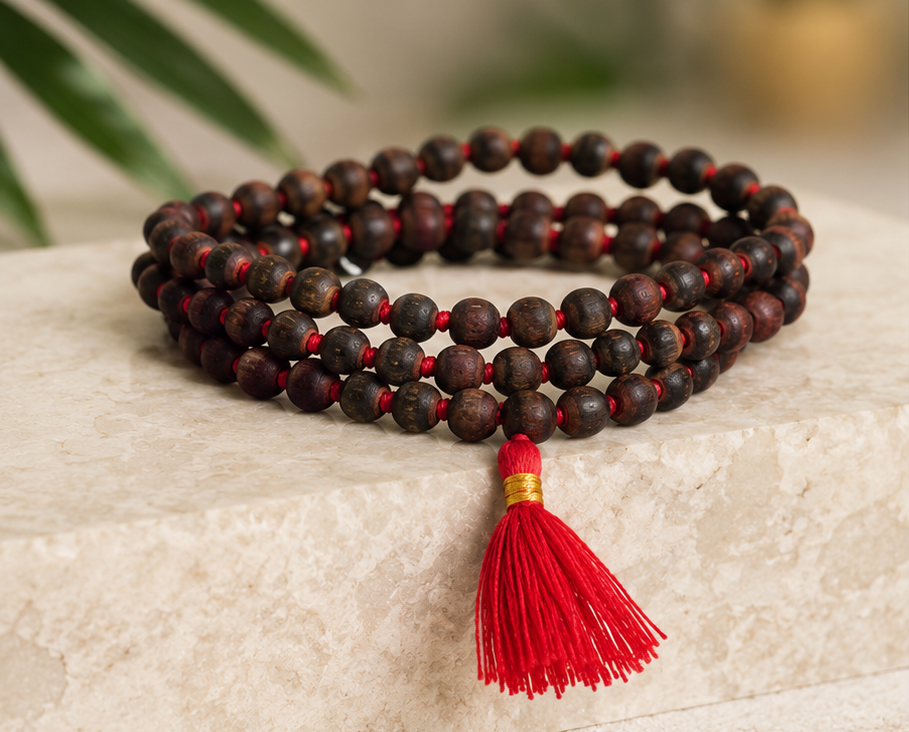 Karungali Mala – Traditional Ebony Wood Prayer Mala for Meditation, Protection & Positive Energy