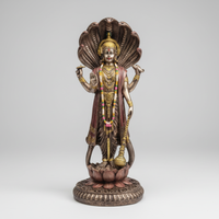 Lord Vishnu Idol Showpiece – Detailed Polyresin Statue with Serpent Canopy & Lotus Base