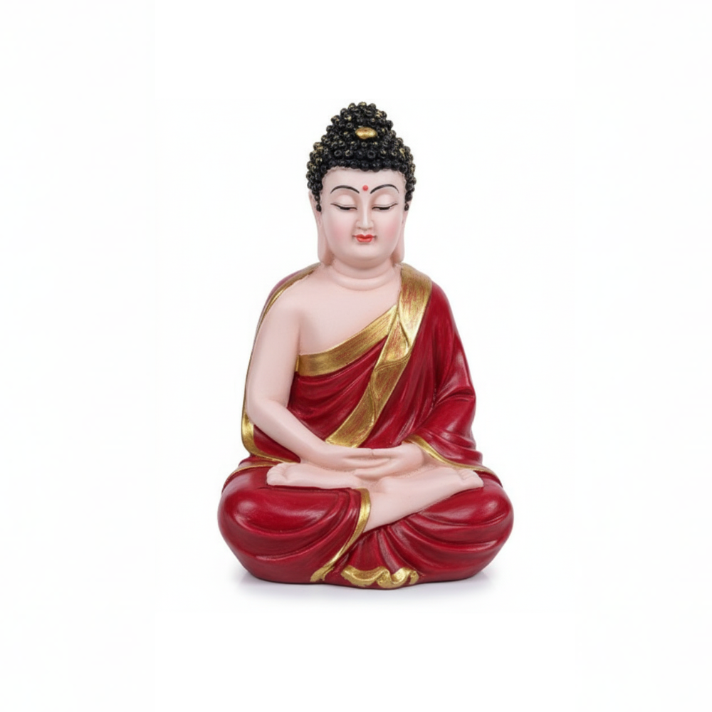 Mehroon & Gold Buddha Statue