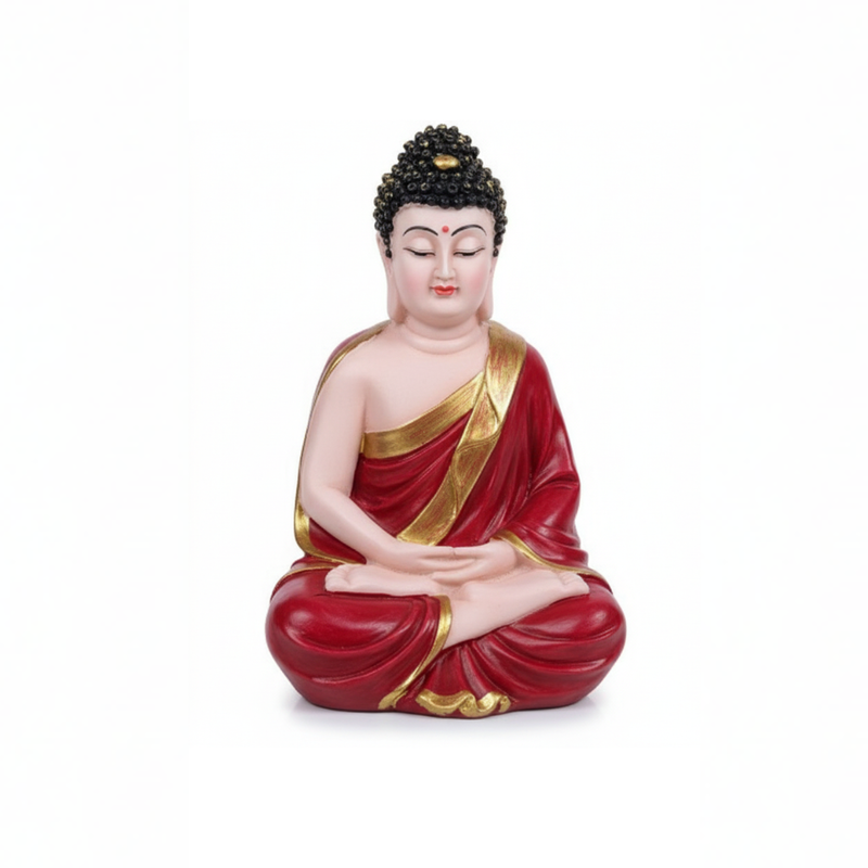 Mehroon & Gold Buddha Statue