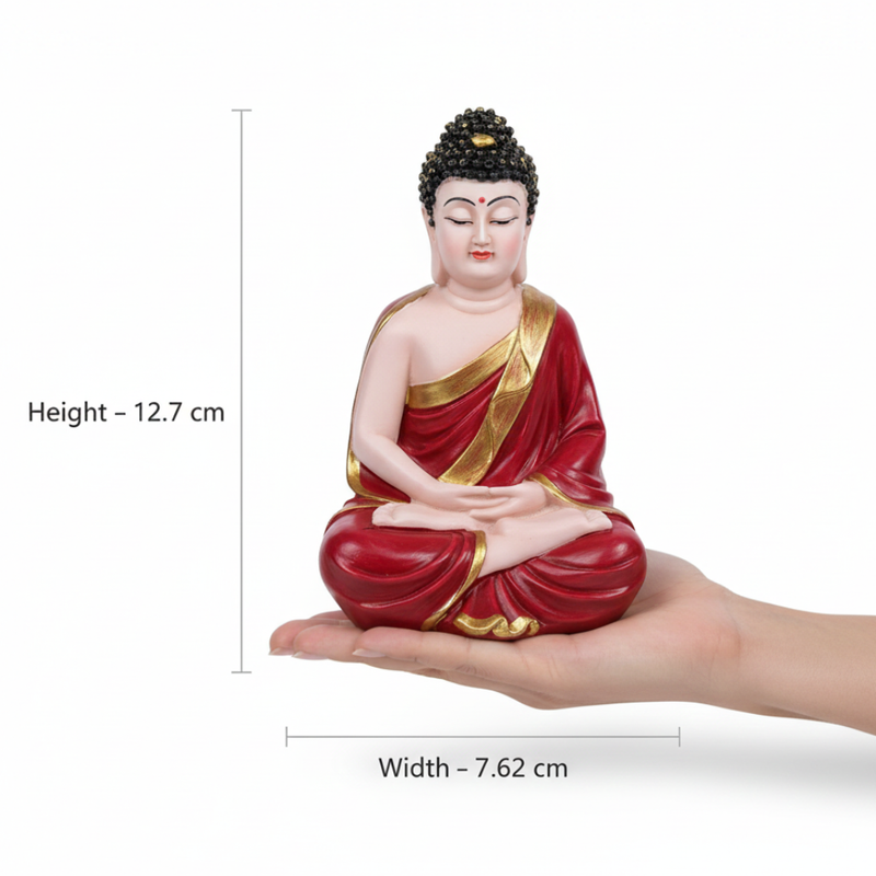 Mehroon & Gold Buddha Statue