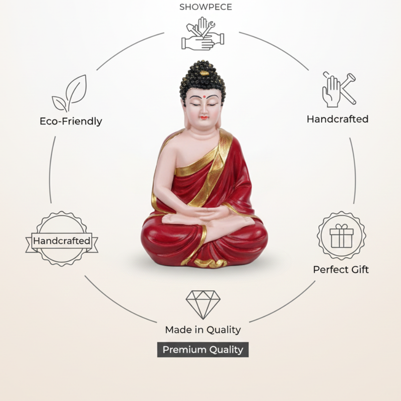 Mehroon & Gold Buddha Statue