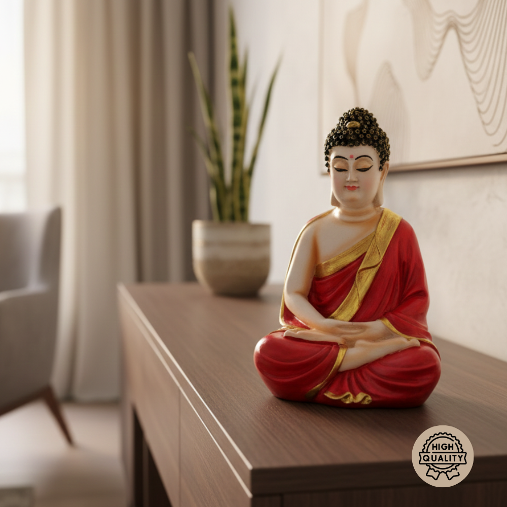 Mehroon & Gold Buddha Statue