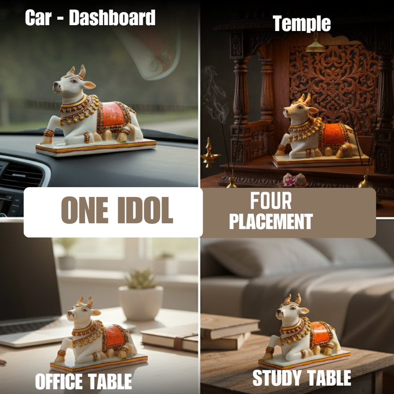 Premium White Marble Nandi Idol