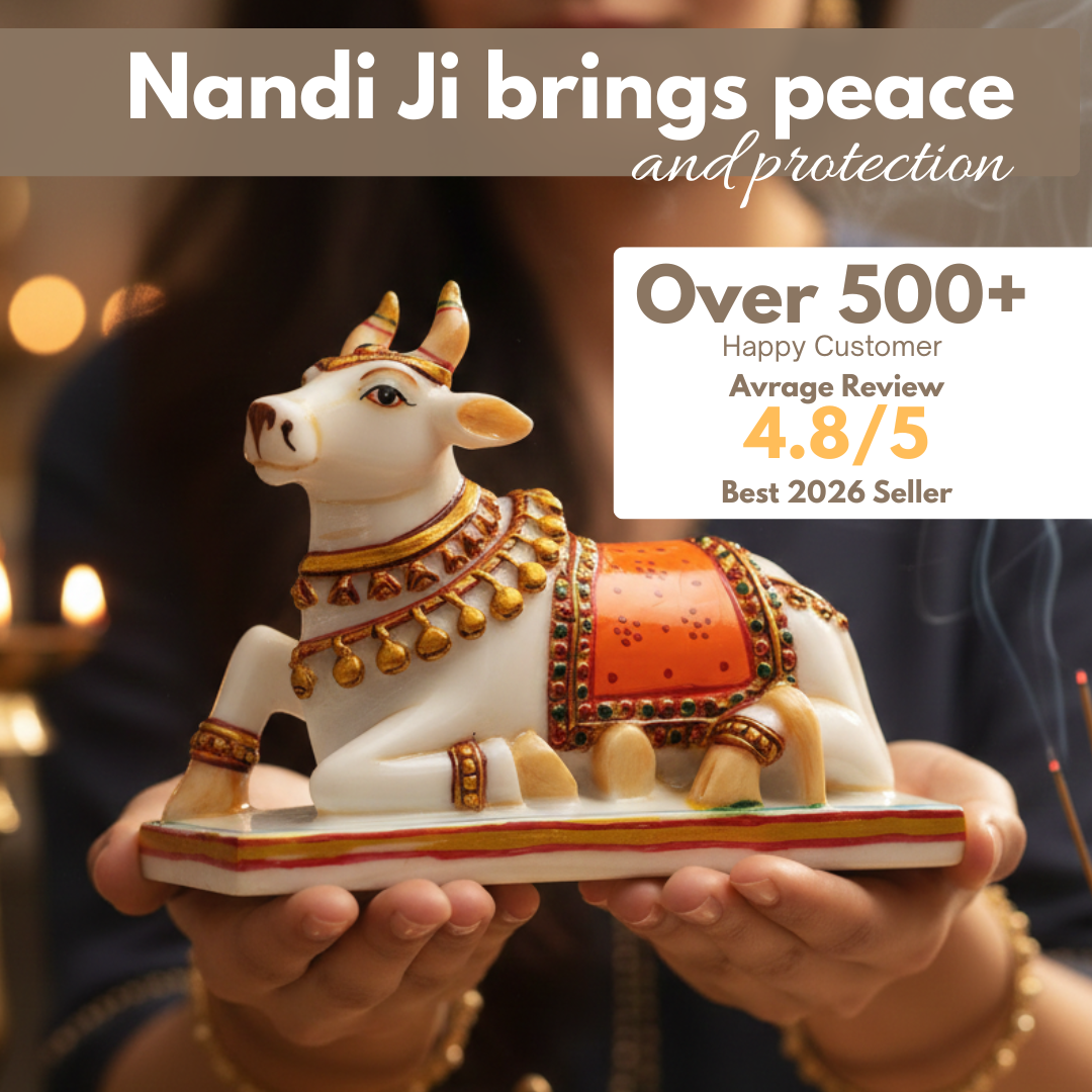 Premium White Marble Nandi Idol