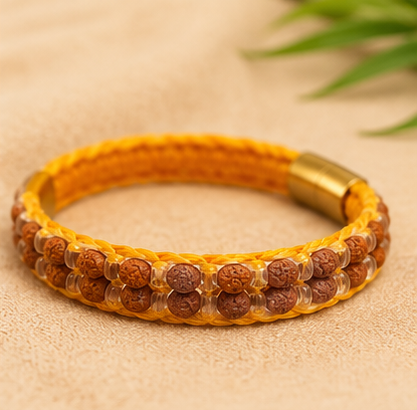 Panchmukhi Rudraksha & Clear Quartz Bracelet
