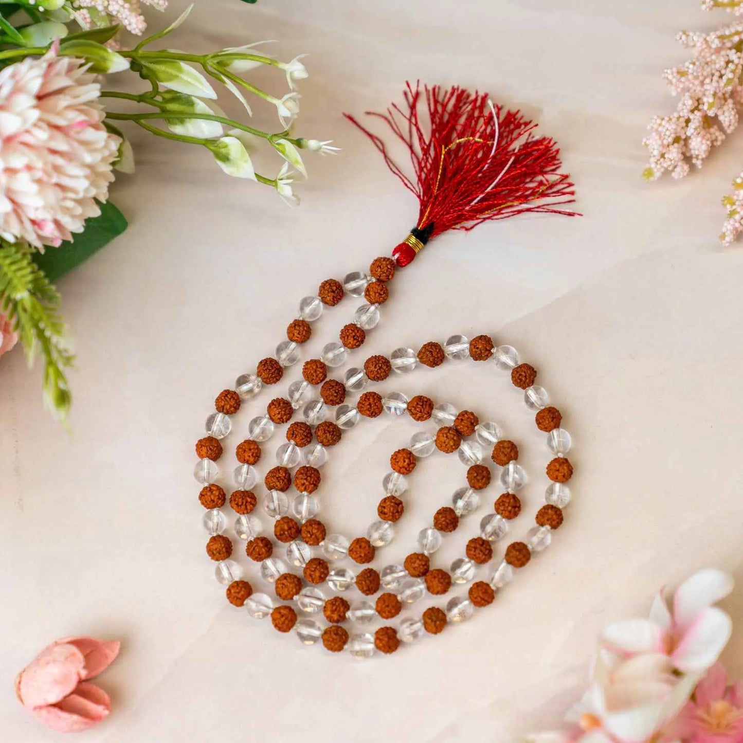 Phatik and Rudraksha Mala - 108+1 Beads Nakshatra one