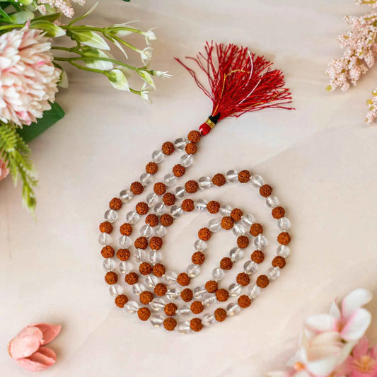 Phatik and Rudraksha Mala - 108+1 Beads Nakshatra one