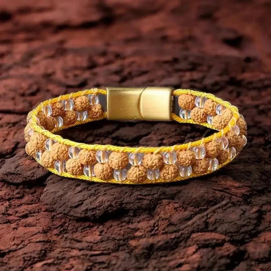 Awaken the Light Within – Panchmukhi Rudraksha & Clear Quartz Bracelet Nakshatra one