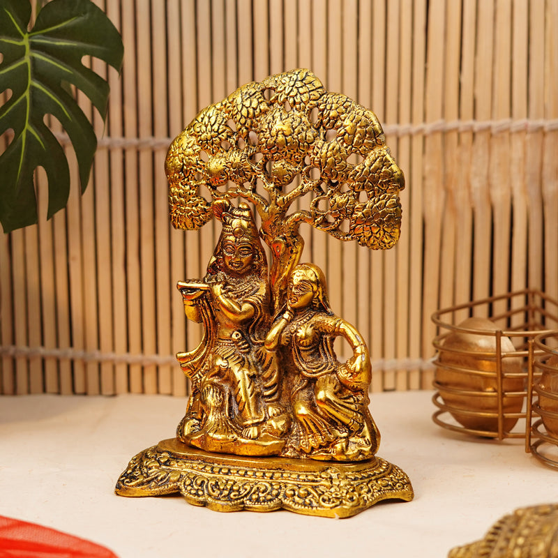 Gold Plated Radha Krishna Statue (7 Inch) | Idol for Gifting |360g