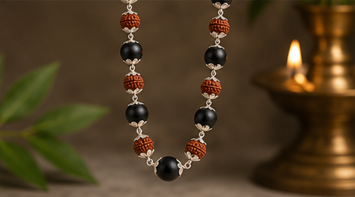 Silver Plated Divya Rudraksha Karungali Mala