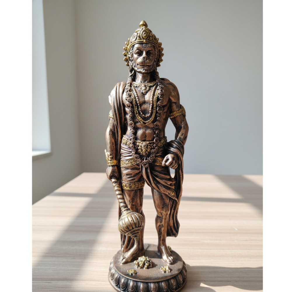 Premium Standing Hanuman Idol – Antique Finish Divine Murti for Home Temple