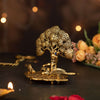 Gold Plated Krishna Sitting Under Tree With Peacock 5 Inch | 155g