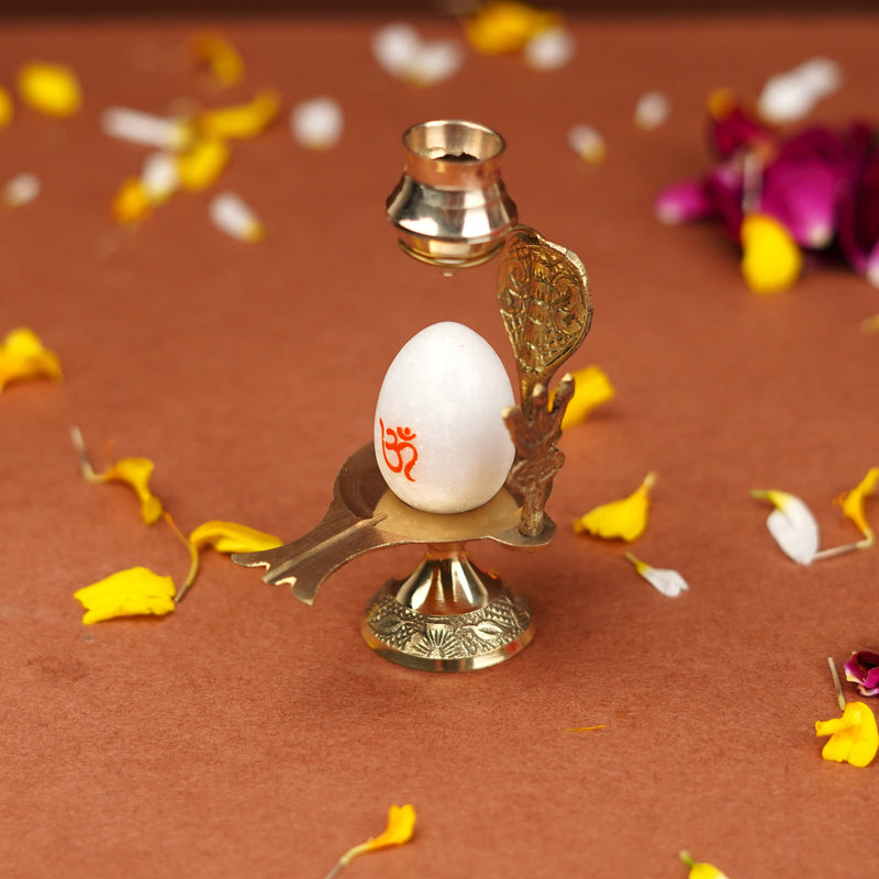 Shivling Abhishek Patra with Trishul and Nag (4.5 Inch) | 80g