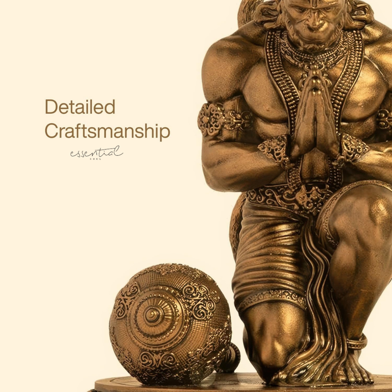 Hanuman Idol in Antique Brass Finish – Decorative Showpiece for Home & Office