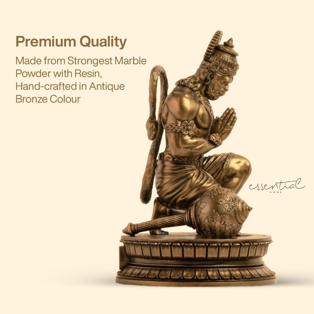 Hanuman Idol in Antique Brass Finish – Decorative Showpiece for Home & Office