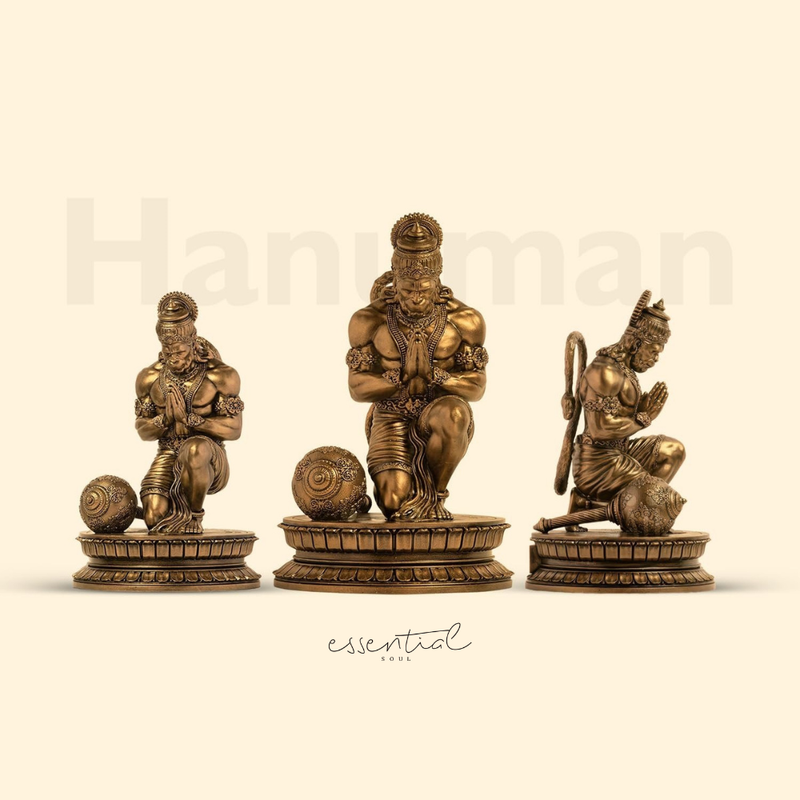 Hanuman Idol in Antique Brass Finish – Decorative Showpiece for Home & Office