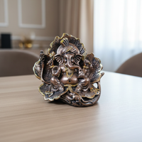 Premium Leaf-Design Ganesha Idol Showpiece – Antique Finish Decorative Murti