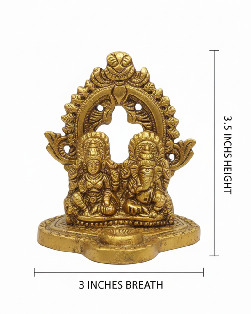 Lakshmi Ganesha Brass Idol – Festive Décor with Intricate Detailing