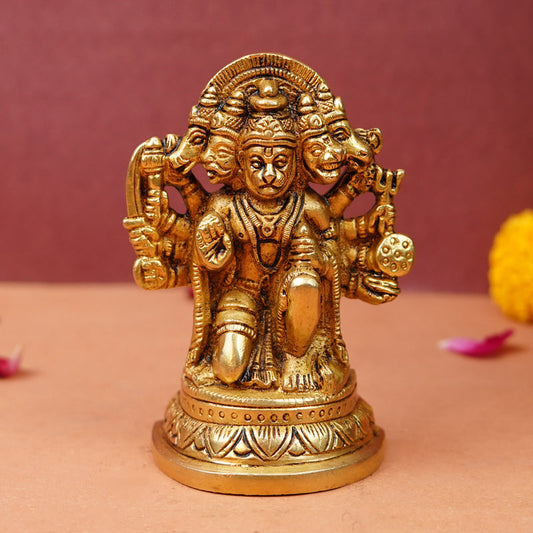 Panchmukhi Hanuman Pure Brass Murti 4 Inch | 740g