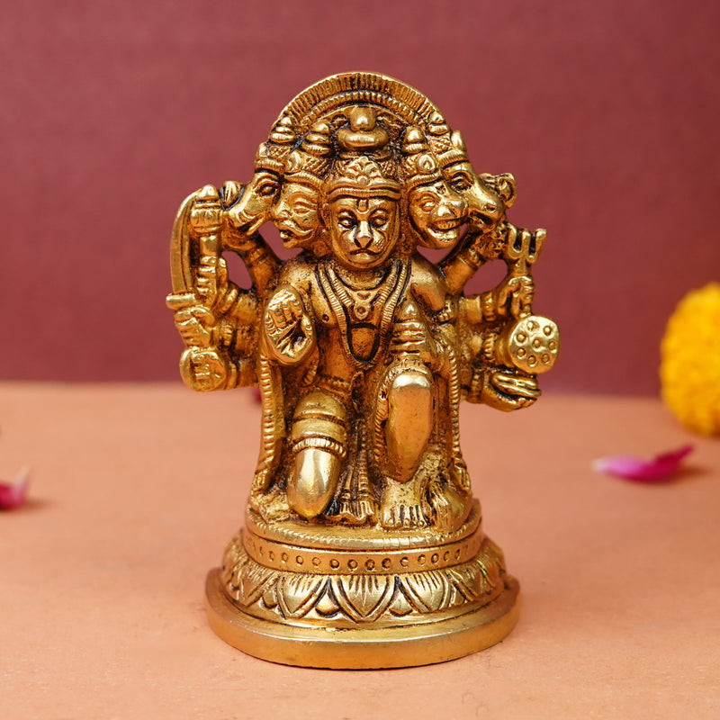 Panchmukhi Hanuman Pure Brass Murti 4 Inch | 740g