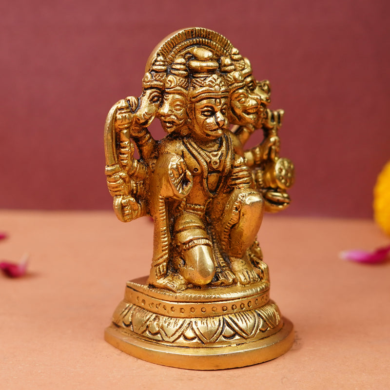 Panchmukhi Hanuman Pure Brass Murti 4 Inch | 740g
